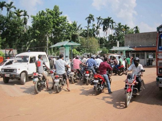Kamalpur: Heavy Rush for Petrol, rationing continues